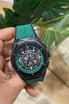 Hublot Crono  Çelik Yeşil Deri Kordon Erkek Saat | S537